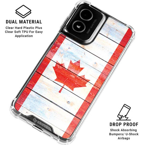 Canada Flag Light Wood Moto G Power 5G (2024) Clear Case